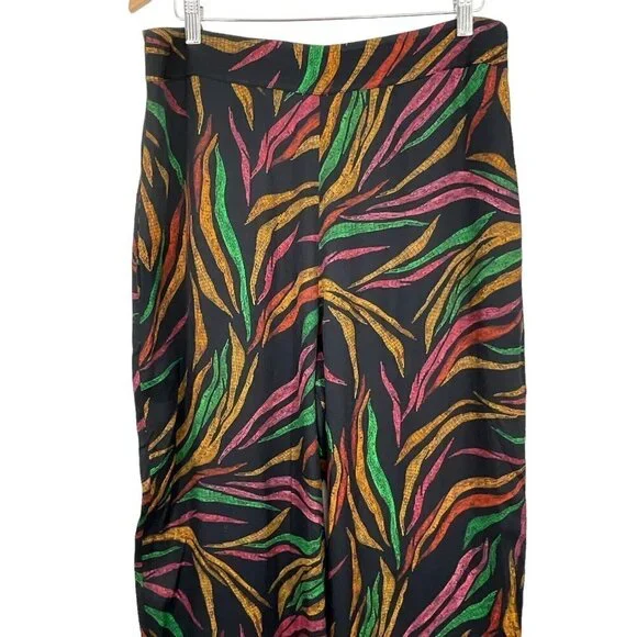 NWT FARM Rio Shinny Zebra Pants Women's L Multicolor Lightweight Viscose Casual - Picture 2 of 15